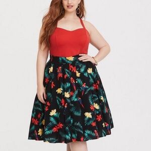 EUC Torrid Retro Chic Black Tropical Full Skirt Sz 20